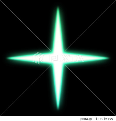 黒背景に緑色のネオン十字光 127916459