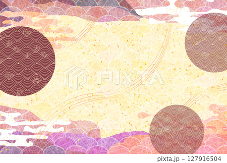 青　和柄　波　模様　背景 127916504