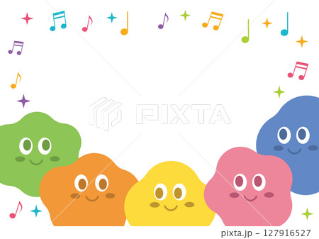 抽象的　POP　キャラクター　フレーム　音符　楽しい	 127916527