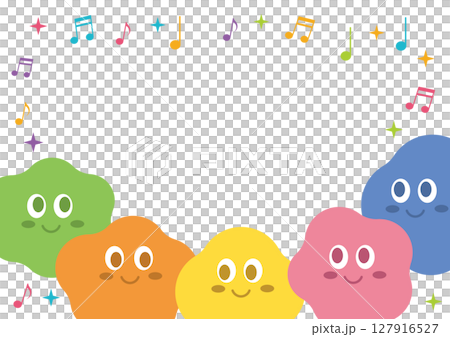 抽象的　POP　キャラクター　フレーム　音符　楽しい	 127916527