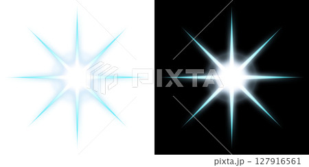シアンに輝く光のエフェクト - 透明と黒背景のバージョン 127916561