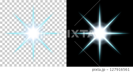 シアンに輝く光のエフェクト - 透明と黒背景のバージョン 127916561