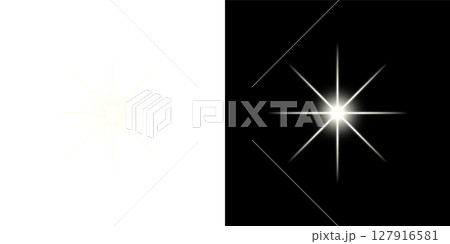 白いスターバースト光エフェクト - 透明と黒背景 白いスターバースト光エフェクト - 透明と黒背景 127916581
