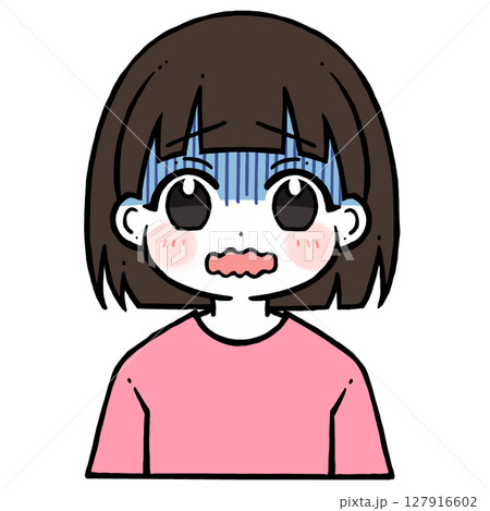口を震わせる青い顔の女の子のイラスト 127916602