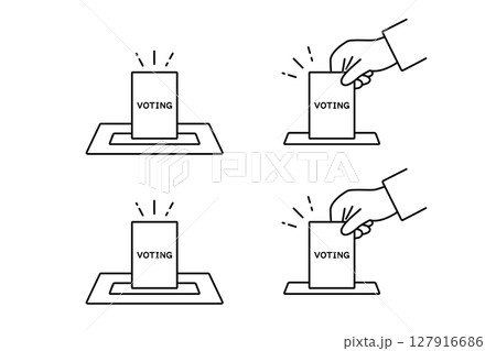 選挙の投票や採決をイメージしたアイコンセット 127916686