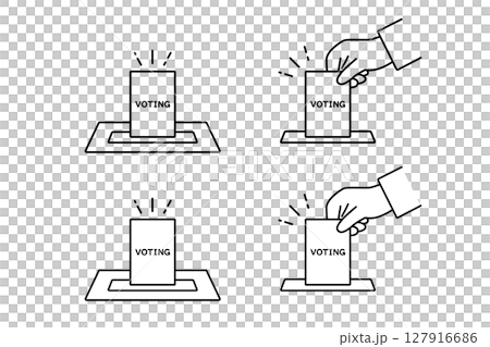 選挙の投票や採決をイメージしたアイコンセット 127916686