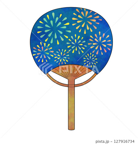 花火柄のうちわイラスト|夏祭り・花火大会・風物詩 花火柄のうちわイラスト|夏祭り・花火大会・風物詩 127916734
