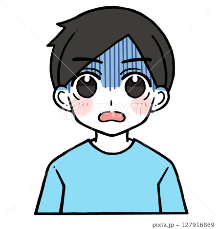驚く青い顔の男性のイラスト 驚く青い顔の男性のイラスト 127916869
