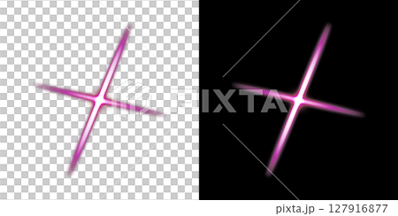 Diagonal pink cross light flare effect - transparent and black background Diagonal pink cross light flare effect - transparent and black background 127916877