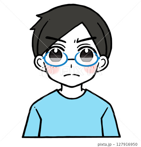 怒る眼鏡の男性のイラスト 127916950