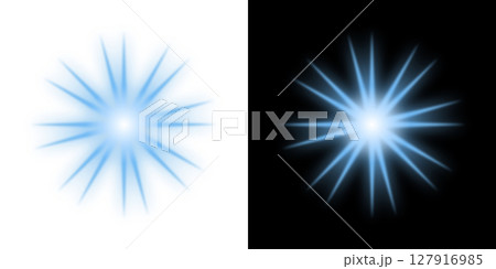 ブルーの波紋バーストと16本光線 - 透明と黒背景 127916985