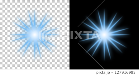 ブルーの波紋バーストと16本光線 - 透明と黒背景 127916985