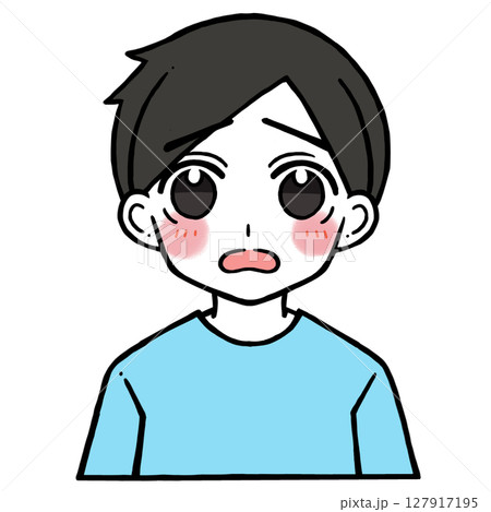 照れる困り顔の男性のイラスト 照れる困り顔の男性のイラスト 127917195