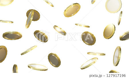 Blenderで作られた降りそそぐコインの3D 127917196