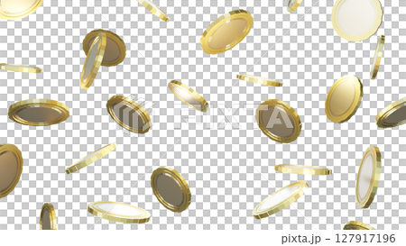 Blenderで作られた降りそそぐコインの3D 127917196