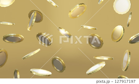 Blenderで作られた降りそそぐコインの3D 127917197