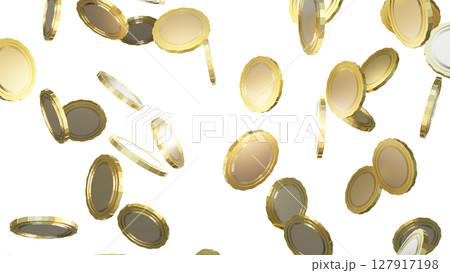 Blenderで作られた降りそそぐコインの3D Blenderで作られた降りそそぐコインの3D 127917198