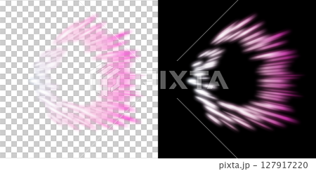 ピンクの光のリングストリーク - 透明と黒背景 127917220