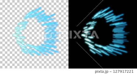 ブルーの光のリングストリーク - 透明と黒背景 127917221
