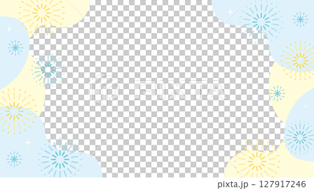 Fireworks light blue yellow abstract frame summer 127917246