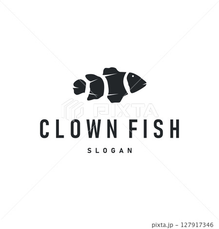 clown fish logo design with minimalist concept ocean aquarium fish nemo ornamental templet icon illustration symbol 127917346