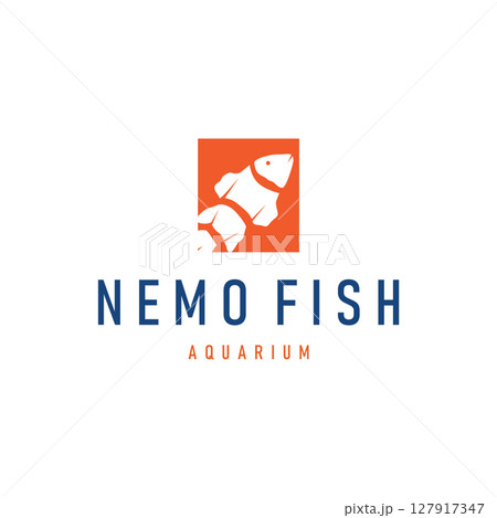 clown fish logo design with minimalist concept ocean aquarium fish nemo ornamental templet icon illustration symbol 127917347