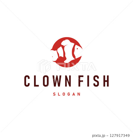 clown fish logo design with minimalist concept ocean aquarium fish nemo ornamental templet icon illustration symbol 127917349