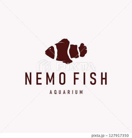 clown fish logo design with minimalist concept ocean aquarium fish nemo ornamental templet icon illustration symbol 127917350
