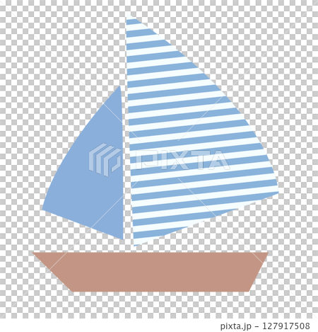 夏の海をゆくヨットのイラスト素材 127917508