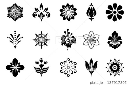Flower icons set. Isolated elements for design. Vector graphics. Flower icons set. Isolated elements for design. Vector graphics. 127917895