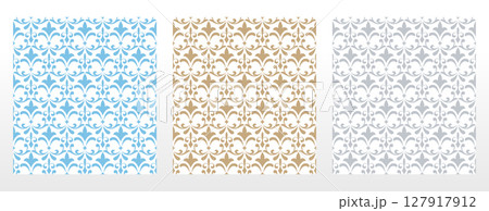 Wallpapers in the style of Baroque.. Set of colored floral ornaments. Seamless vector backgrounds Graphic patterns for fabric, wallpaper, packaging. Ornate Damask flower illustration 127917912