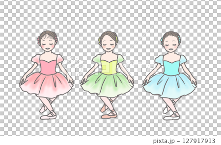 Three ballerinas in tutus bowing 127917913