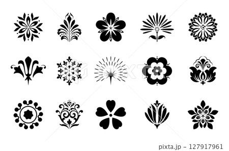 Flower icons set. Isolated elements for design. Vector graphics. Flower icons set. Isolated elements for design. Vector graphics. 127917961