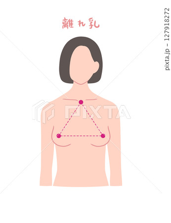 離れ乳の女性の上半身イラスト素材 127918272