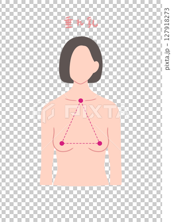 垂れ乳の女性の上半身イラスト素材 127918273