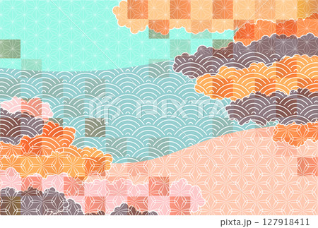 秋　カラフル　和柄　背景 127918411