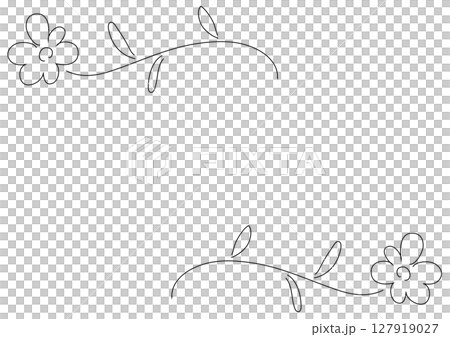 シンプルな手描きの花模様のラインフレーム シンプルな手描きの花模様のラインフレーム 127919027