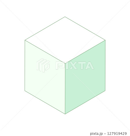 3d立方体図形イラスト素材　シンプル箱　緑色　ベクターpng 127919429