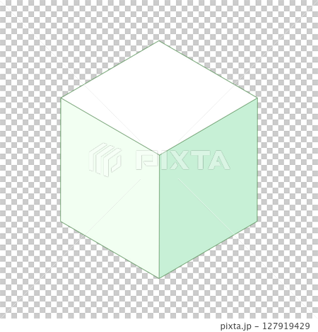 3d立方体図形イラスト素材　シンプル箱　緑色　ベクターpng 127919429
