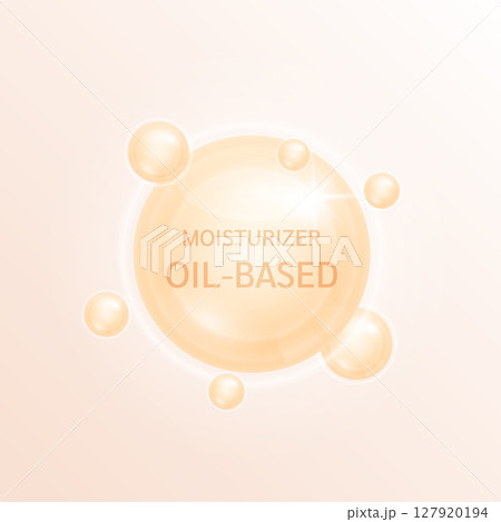 Moisturizer oil based suitable for normal or oily skin that lacks water. Collagen solution and hyaluronic acid serum helps keep skin youthful. For cosmetic advertising medical beauty. Vector EPS10. Moisturizer oil based suitable for normal or oily skin that lacks water. Collagen solution and hyaluronic acid serum helps keep skin youthful. For cosmetic advertising medical beauty. Vector EPS10. 127920194