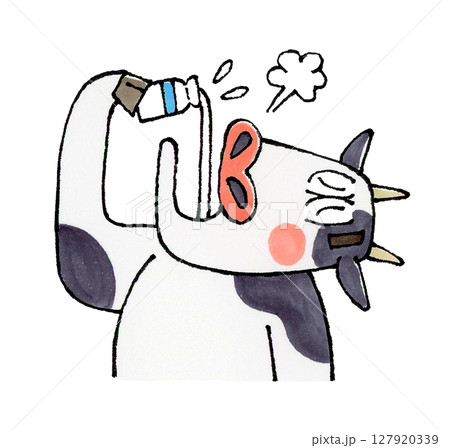 牛乳を飲む牛 127920339