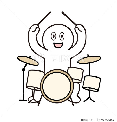 ドラムをたたいている棒人間 ドラムをたたいている棒人間 127920563