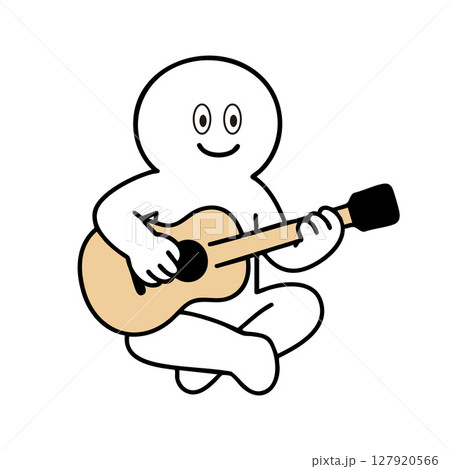 ギター演奏で弾き語りをしている棒人間 127920566