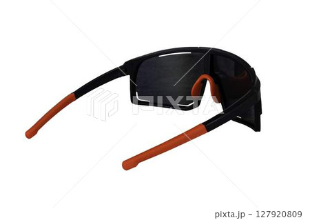 Cycling glasses for sports, unisex, plastic, with red temples. High quality photo Cycling glasses for sports, unisex, plastic, with red temples. High quality photo 127920809