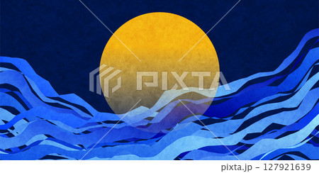 月見 波 風景 秋 背景 月見 波 風景 秋 背景 127921639