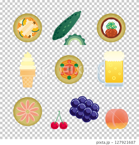 Yamanashi gourmet illustration set 127921687