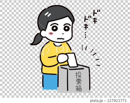 一名年輕女子緊張地投票 127921771