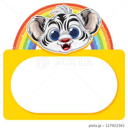 Playful Tiger Cub with Rainbow Playful Tiger Cub with Rainbow 127922361
