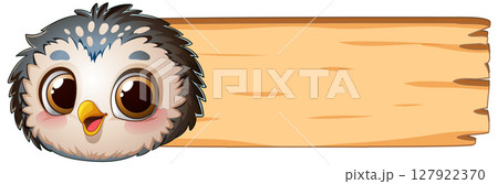 Cute Owl on Wooden Signboard Cute Owl on Wooden Signboard 127922370