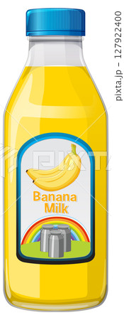 Colorful Banana Milk Bottle Vector Illustration 127922400